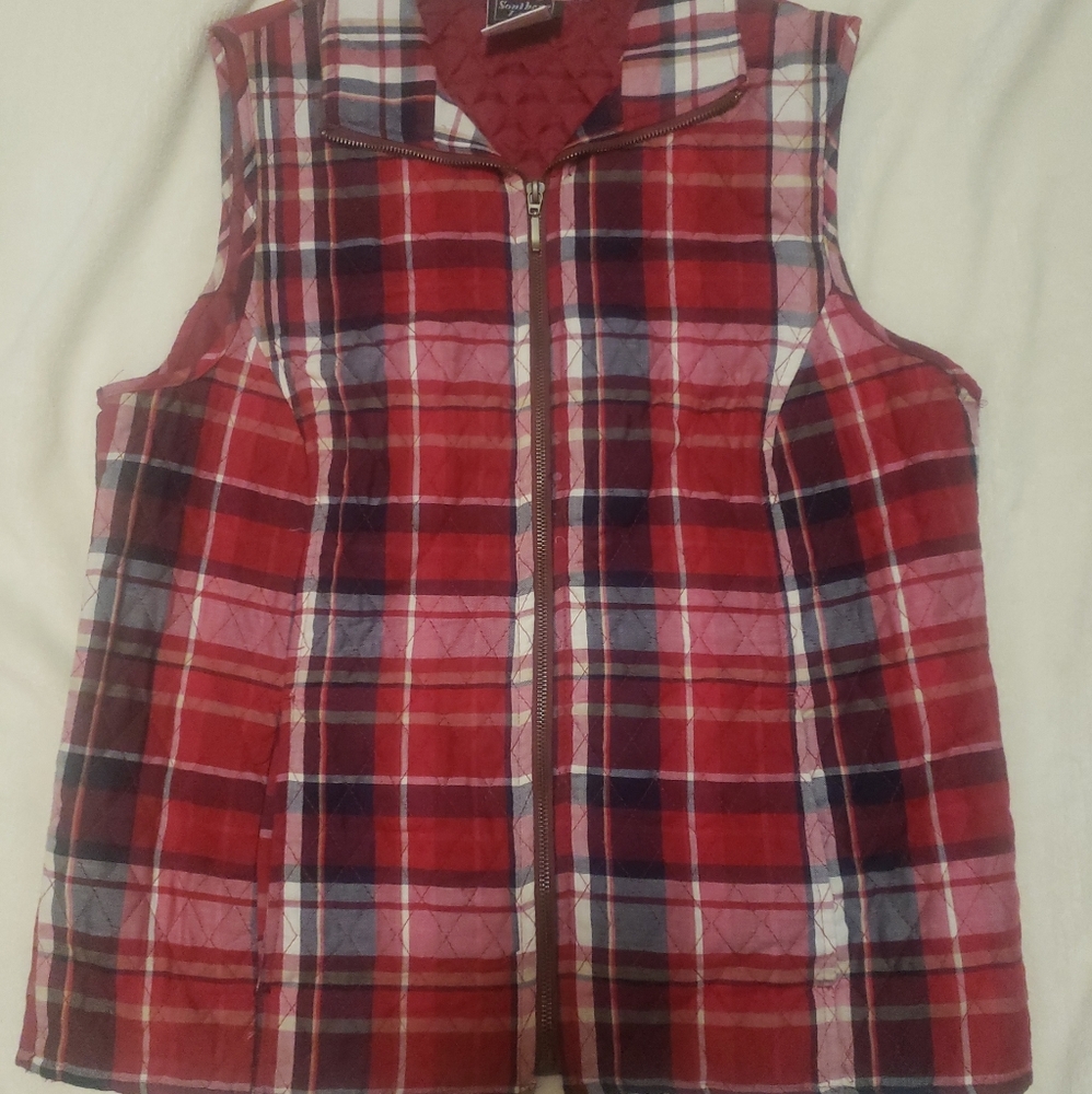 Vintage Southern Lady women's small red plaid vest